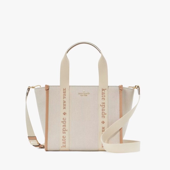 Kate Spade Kip Canvas Small Tote - Light Fawn Multi NWT - Picture 1 of 14